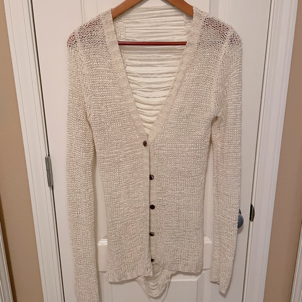 Lightweight cardigan with amazing back!